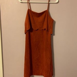 Red suede cocktail dress